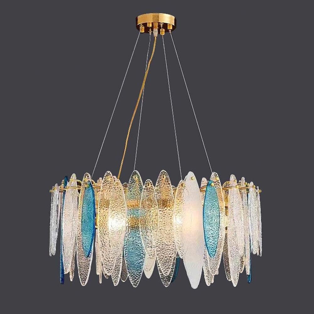Beach View, Airy glass drops the colour of sea-glass at golden hour.